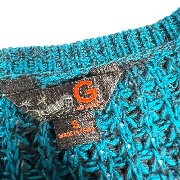 Guess Top Tunic Sweater Blue Long Sleeve Quarter Zip High Low Knit Women's Small - Picture 5 of 12